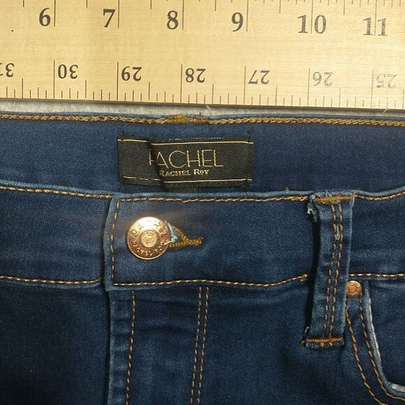COPY - Rachel Rachel Roy Size 12 Inseam 26" Blue Denim Jeggings Pull On Jeans . - Picture 2 of 8